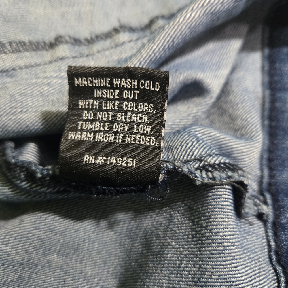 Baccini Denim Jacket Size L Star Patch Button Fro… - image 8